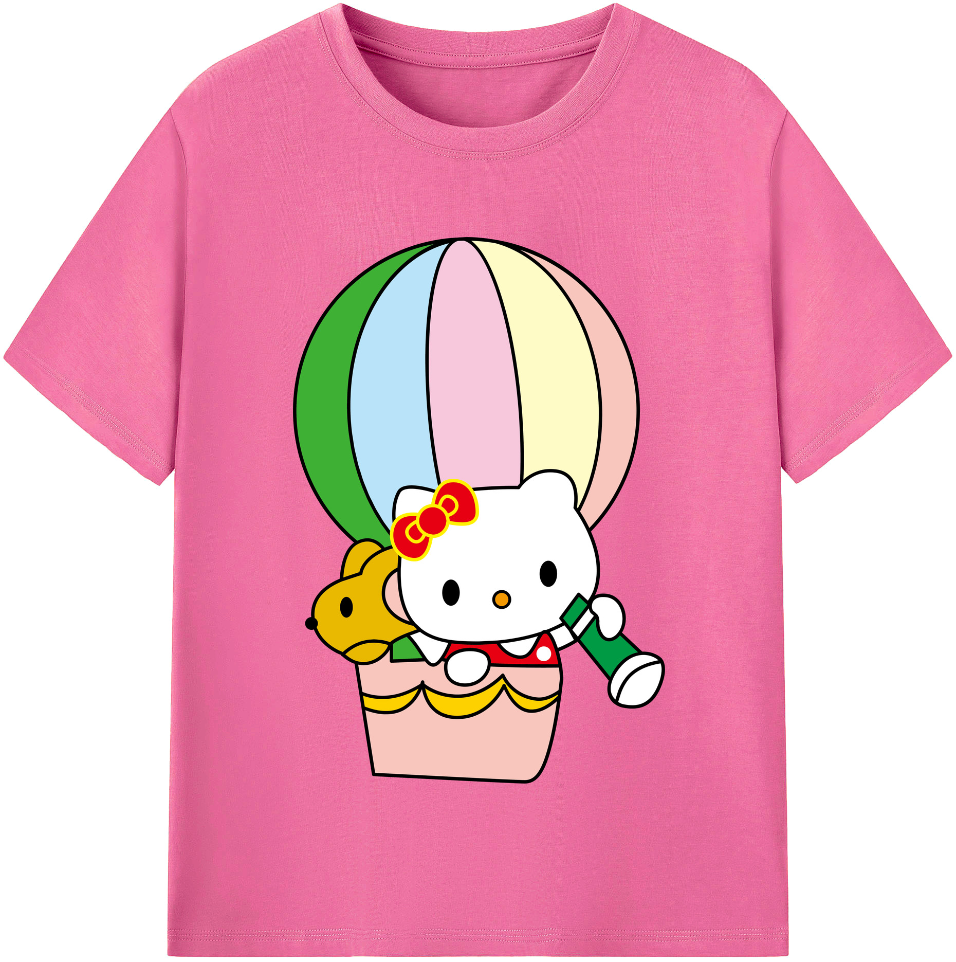 （画像用） Hello Kitty ハローキティ レディースカジュアルプリントTシャツ（綿100％）